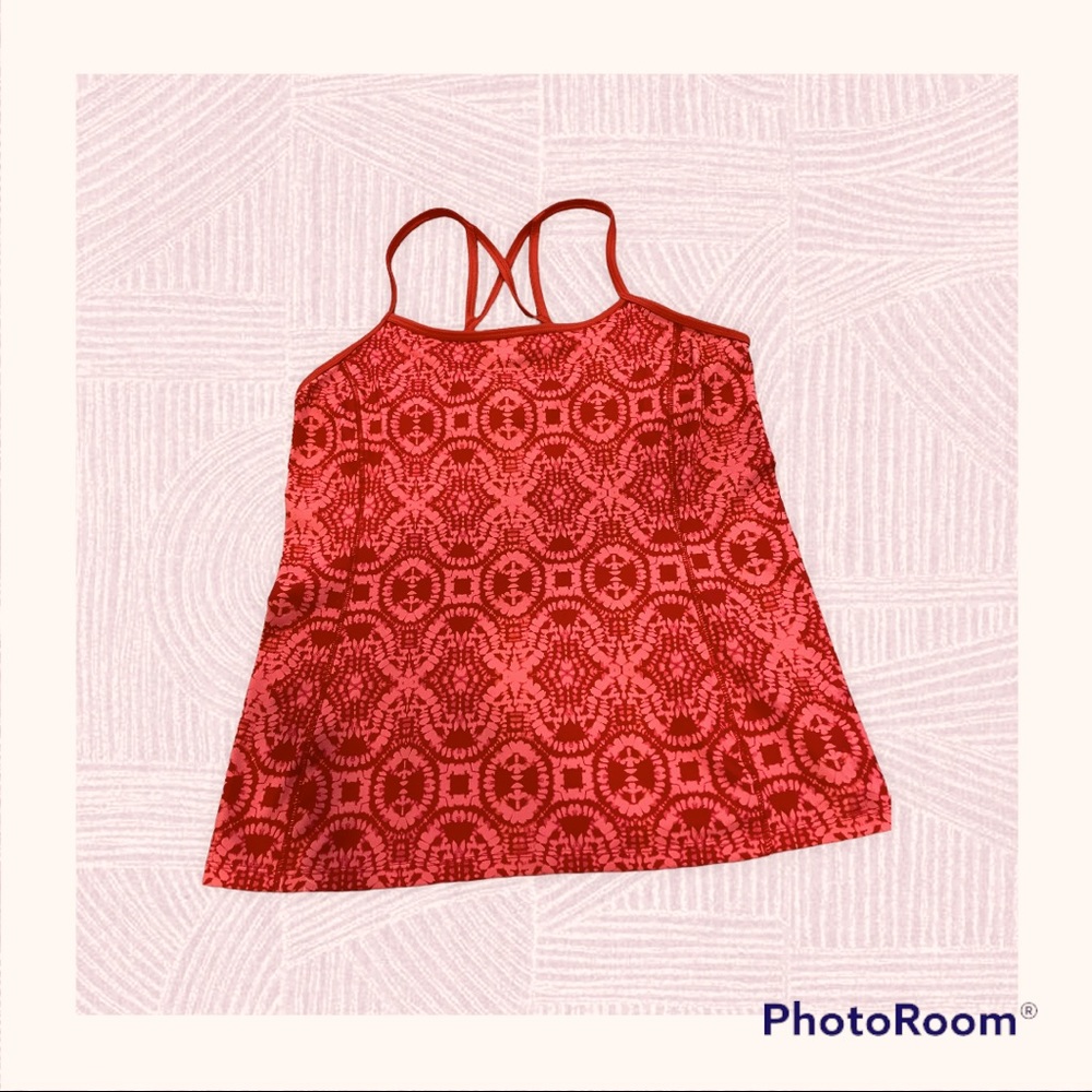 ATHLETA TOP WITH ORANGE DESIGN SIZE M